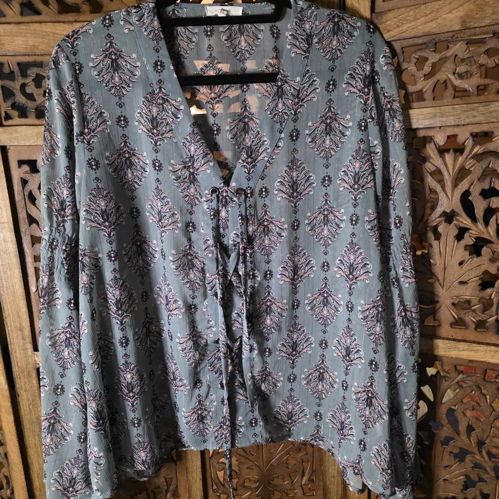 Maurices Blue and Pink Floral Blouse